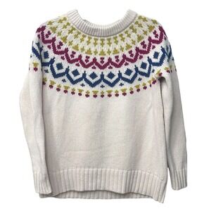 J. Crew Fair Isle Knit Sweater Women's Size S Merino Wool Blend Scandi Minimal